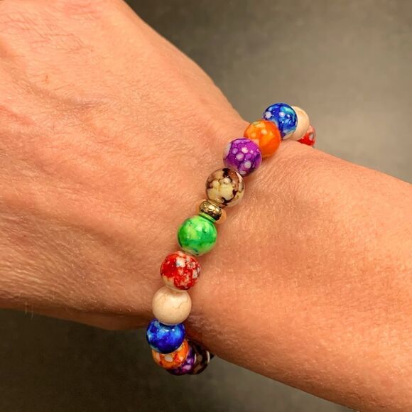 Colorful Natural Stone Yoga Energy Bracelet , 7 Chakras Healing Reiki Beaded - Picture 3 of 8